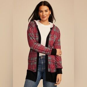 Maurices XL Buffalo plaid Sherpa lined Cardigan
